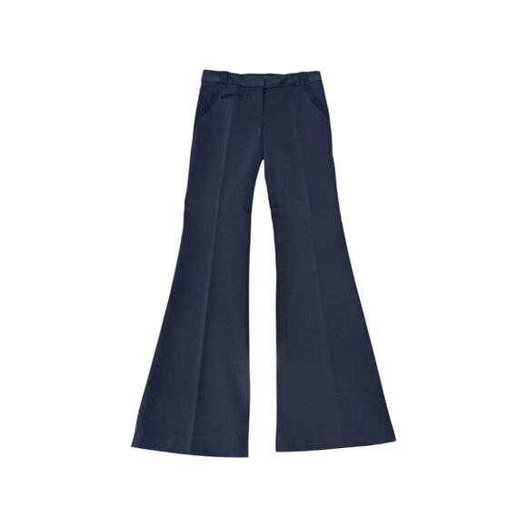 Y2K Diane Von Furstenberg Flare Trouser Dress Pants Navy Blue Pleat Front Work - Picture 1 of 3